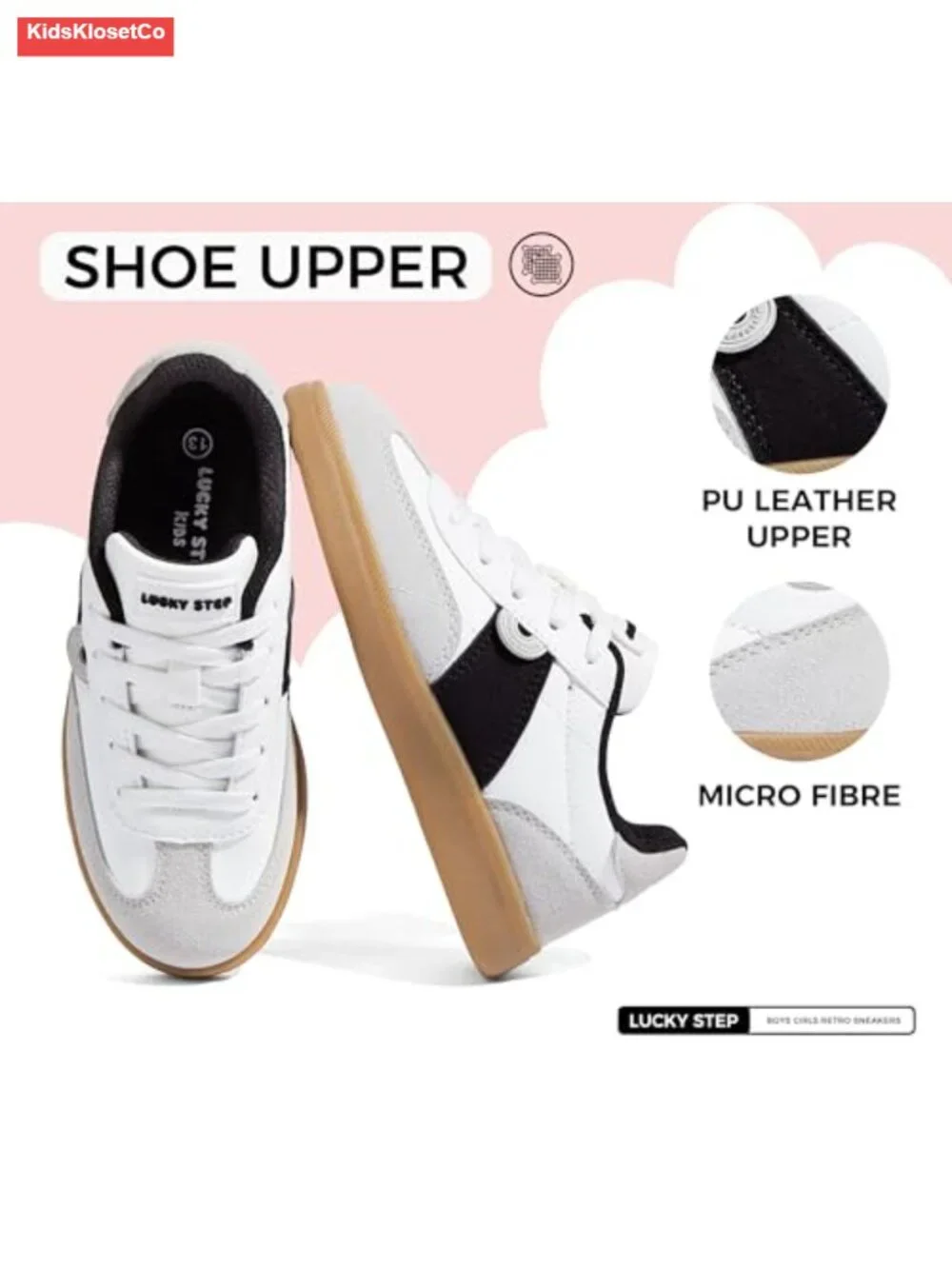 Boys Girls Retro Sneakers Casual Fashion Low Top Lace-Up School Classic